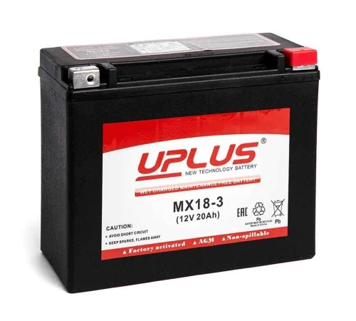 Мото аккумулятор UPLUS MX18-3 (12V 20Ah) (Y50-N18L-A YTX18 Y50-N18-A3)