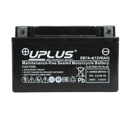 Мото аккумулятор UPLUS EB7A-4 (12V 6Ah) (YTX7A-BS)