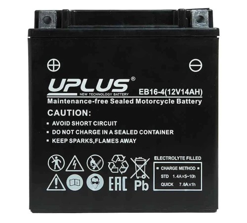 Мото аккумулятор UPLUS EB16-4 (12V 14Ah) (YTX16-BS YB16B-A)